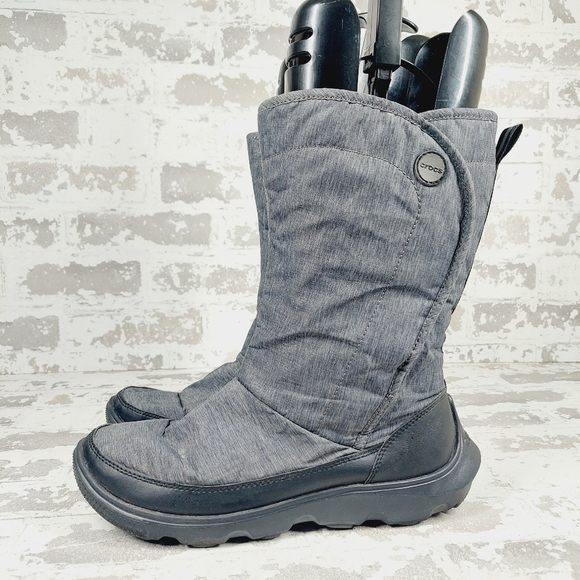 Crocs Duet Busy Day Fleece Lined Round Toe Grey Nylon Boots O211 - Picture 1 of 12